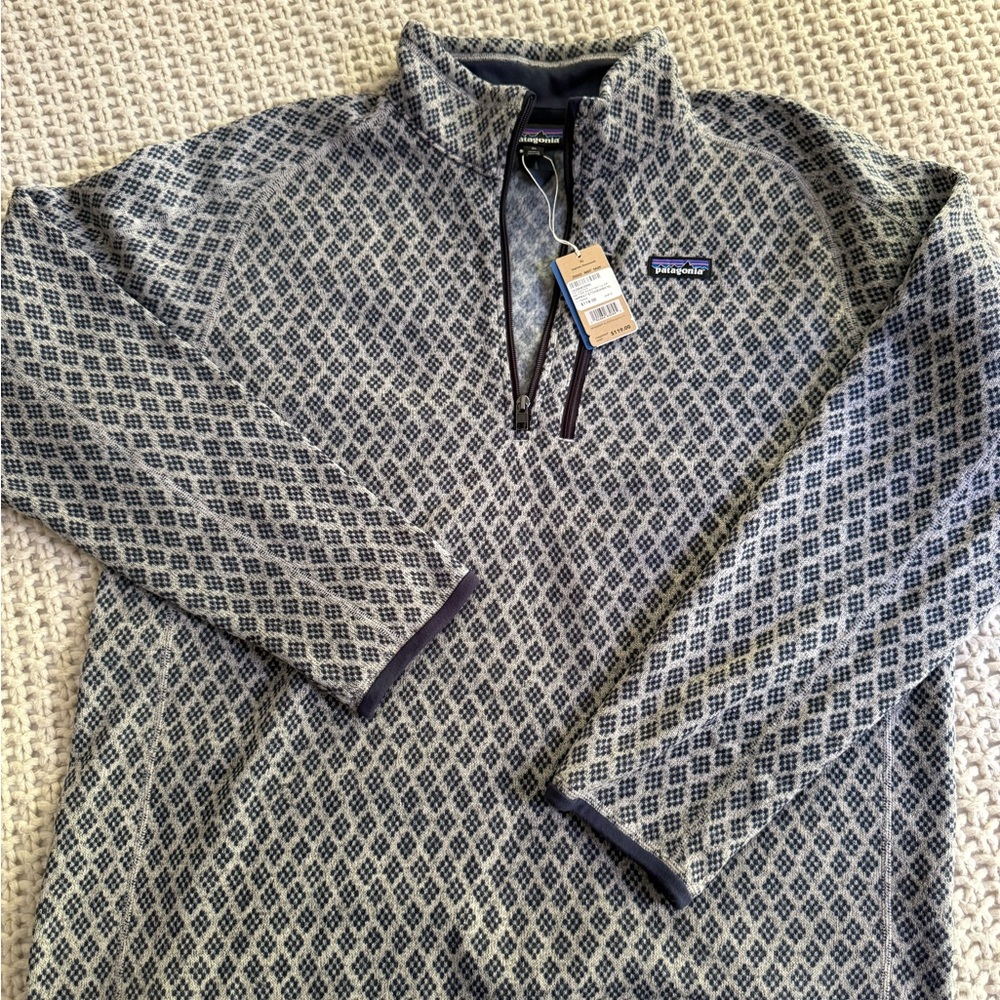 Patagonia Better Sweater Navy Blue and Gray Patterned Men's Sweater